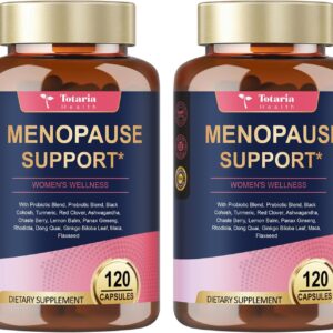 (2 Packs) 40-in-1 Menopause Supplements for Women, Multibenefit & Complete Black Cohosh for Hot Flashes, Night Sweats & Hormone Balance, w/ Probiotics, DIM, Vitex, Dong Quai, Red Clover and More
