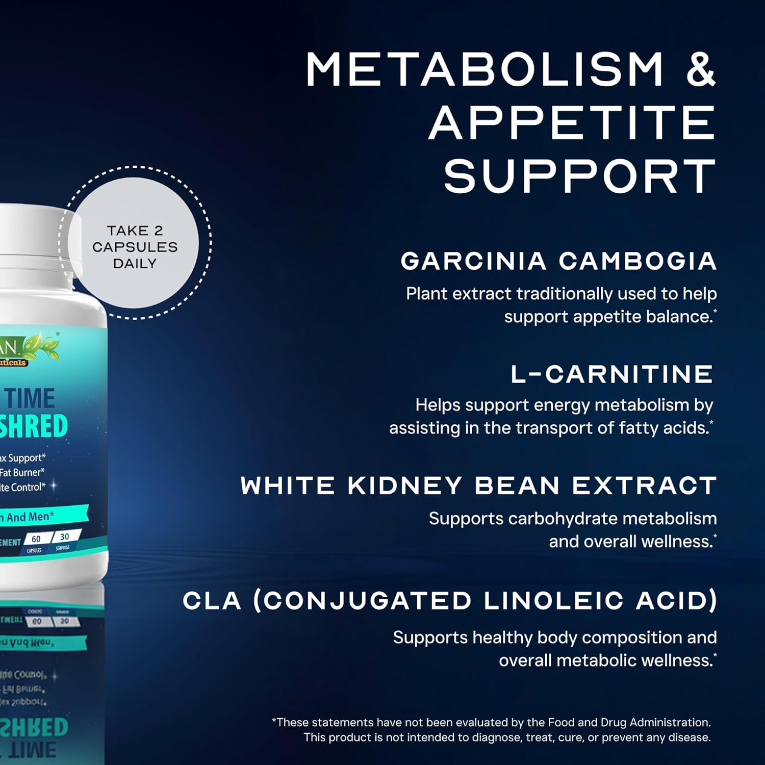 Weight Loss Pill Night Time Sleep Shred Fast Fat Burner, Appetite Suppressant Aid Carb Blocker Metabolism Booster Support Supplement for Women Men with Melatonin White Kidney Bean Ashwagandha 60 Caps - Image 5