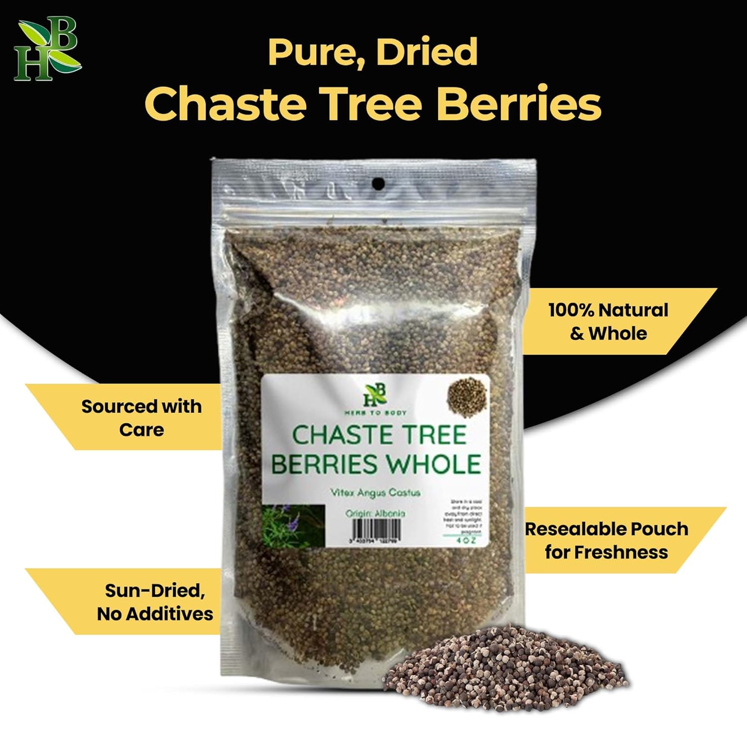 Herb To Body Chaste Tree Berry Whole – 4oz, Wildcrafted and Dried Vitex Berry for Chasteberry Tea for Women’s Wellness - Image 8