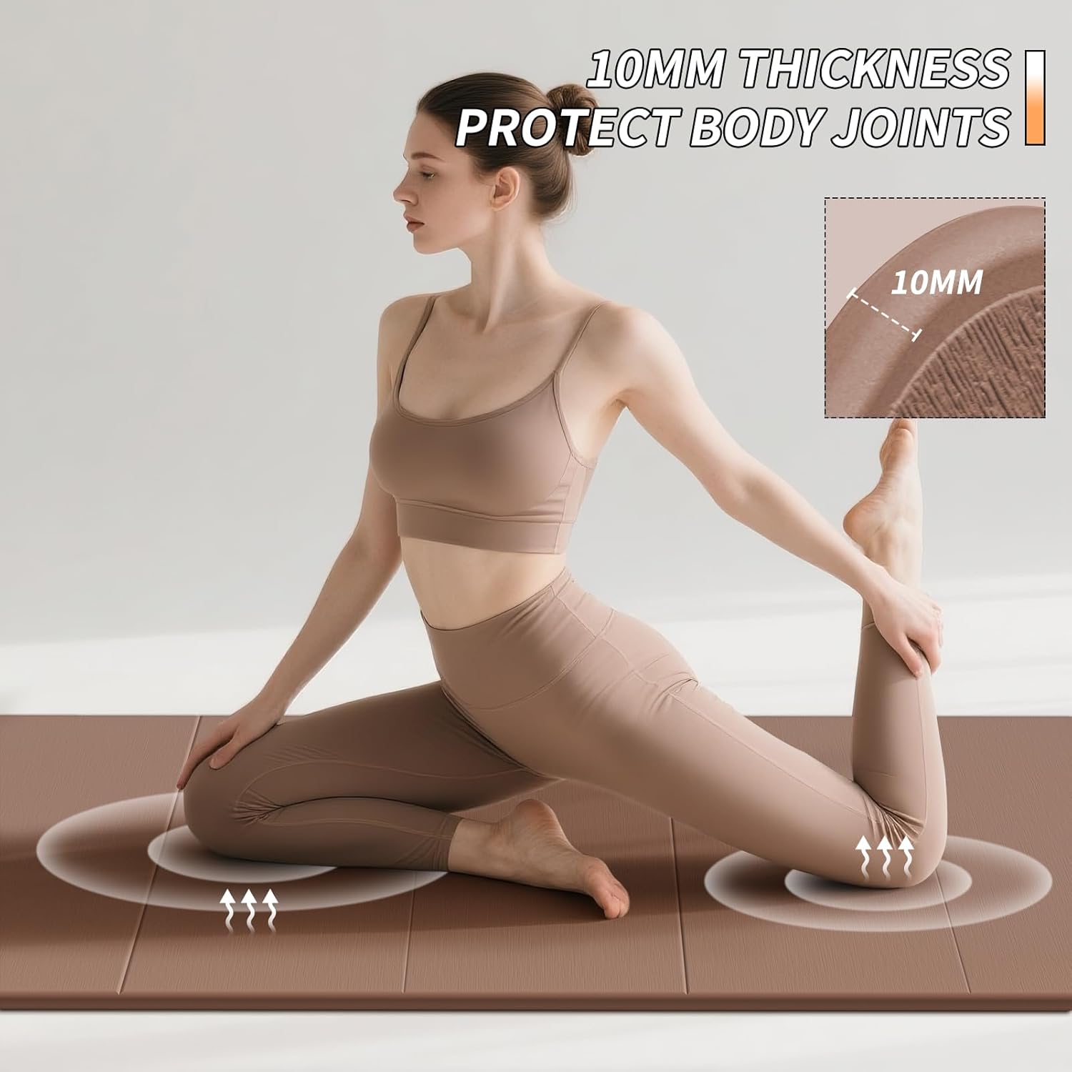 PAIDU Foldable Fitness Yoga Mat | 2/5" (10MM) Extra Thick | SGS Certified Non-Slip TPE | 75x26" Extra Long-Wide | Portable & Easy Store | for Yoga, Pilates, Home Gym & Full-Body Workouts - Image 5