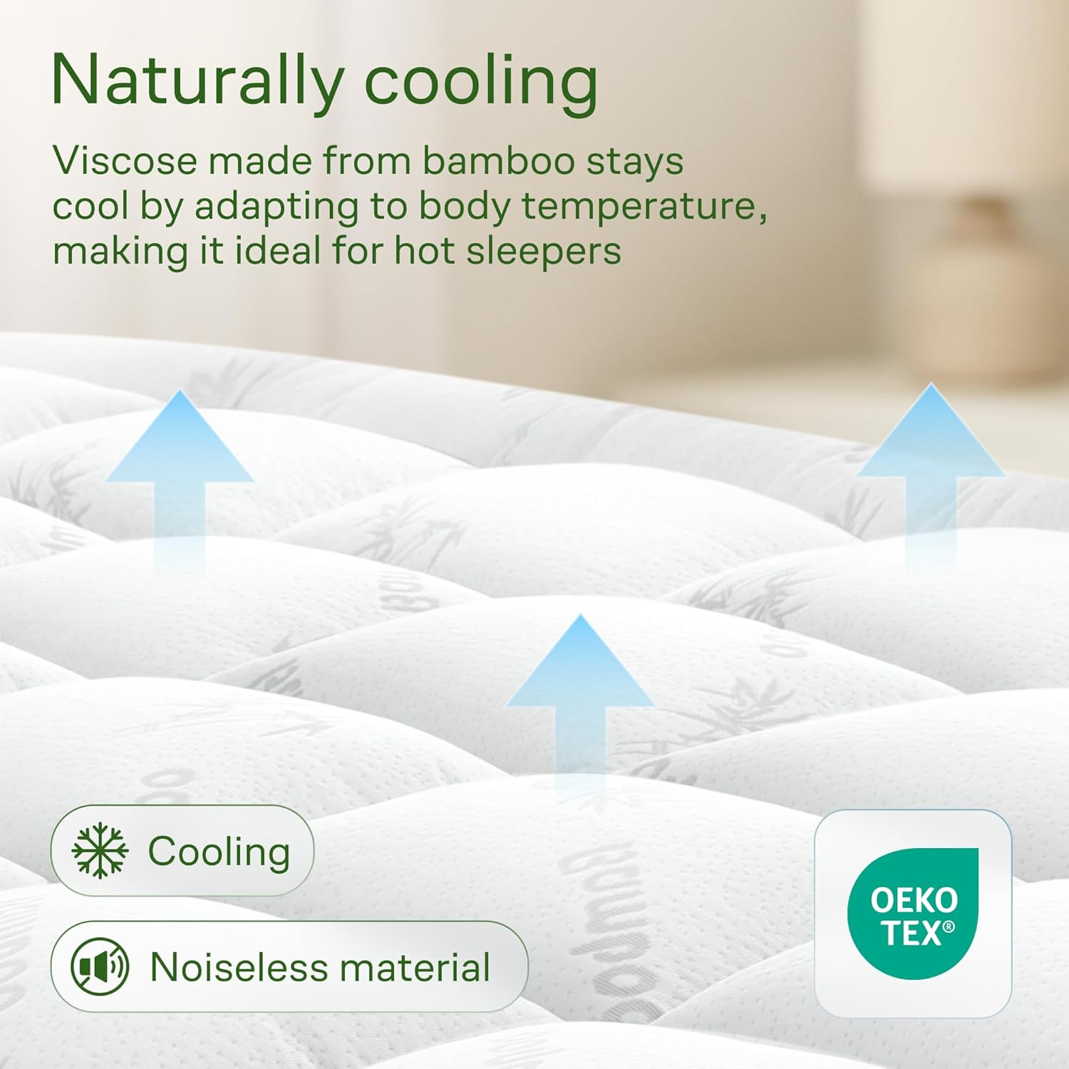 Ultra Soft Twin XL Size Mattress Topper - Viscose Made from Bamboo Pillow Top Mattress Pad for Back Pain Relief - Naturally Cooling for Hot Sleepers, White - Image 3