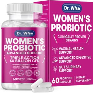 Dr. Wise Women's Probiotic 50 Billion CFU 60 Veggie Capsules | Vaginal Health & Digestive Support | 5 Targeted Strains Including L. Reuteri & Rhamnosus | Shelf Stable, Non-GMO & Gluten-Free