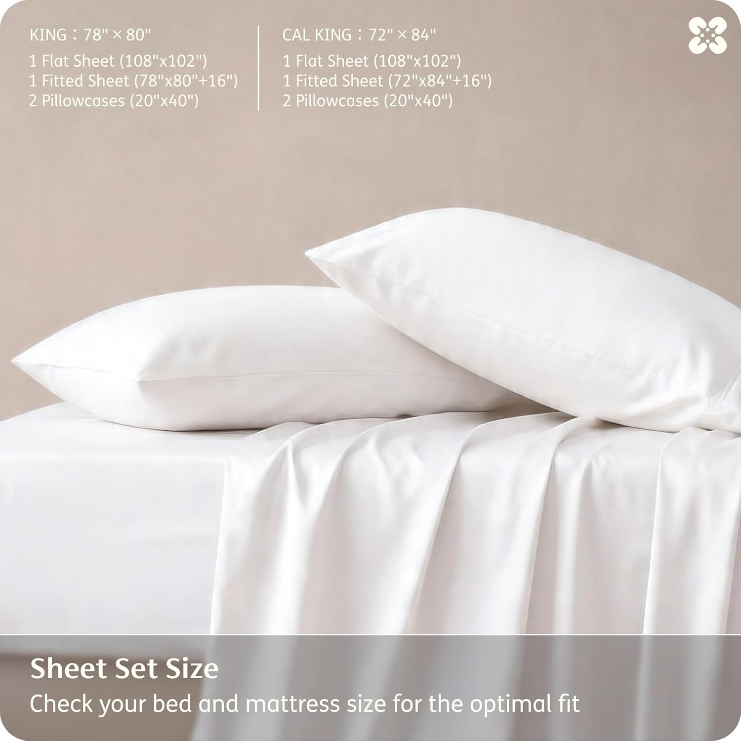 Bedsure King Size Sheet Set, Cooling Sheets, Rayon Derived from Bamboo, Deep Pocket Up to 16", PureWoven, Breathable & Soft, Bed Sheets, Hotel Luxury Silky Bedding for Hot Sleepers, White - Image 7