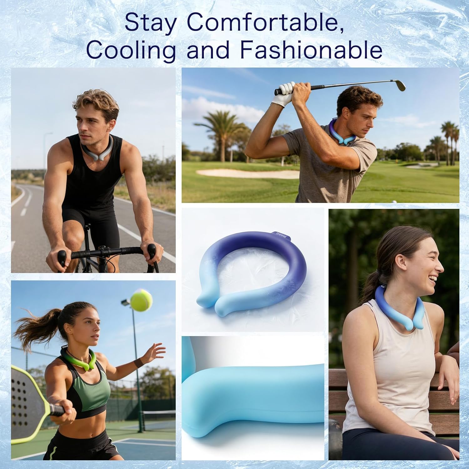 Neck Cooling Tube Ice Ring – Reusable Cooling Neck Wrap for Sports, Travel & Hot Weather (Gradient Navy-Sky Blue) - Image 7