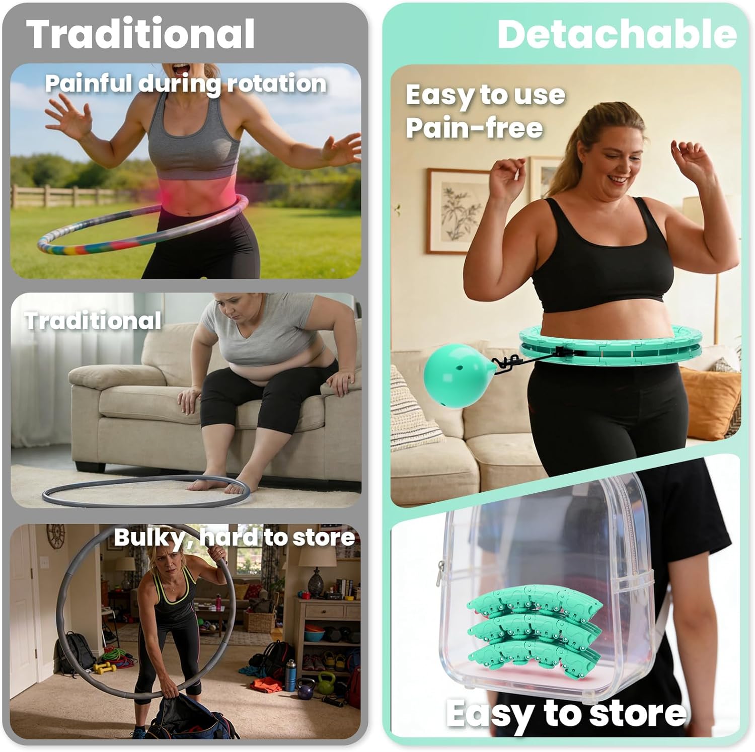 Weighted Hula Infinity Circle Hoops for Weight Loss, Infinity Fitness Hoop Plus Size for Women, Adjustable 30-Link Smart Exercise Circle for Home Workout Abs & Waist Training - Image 4