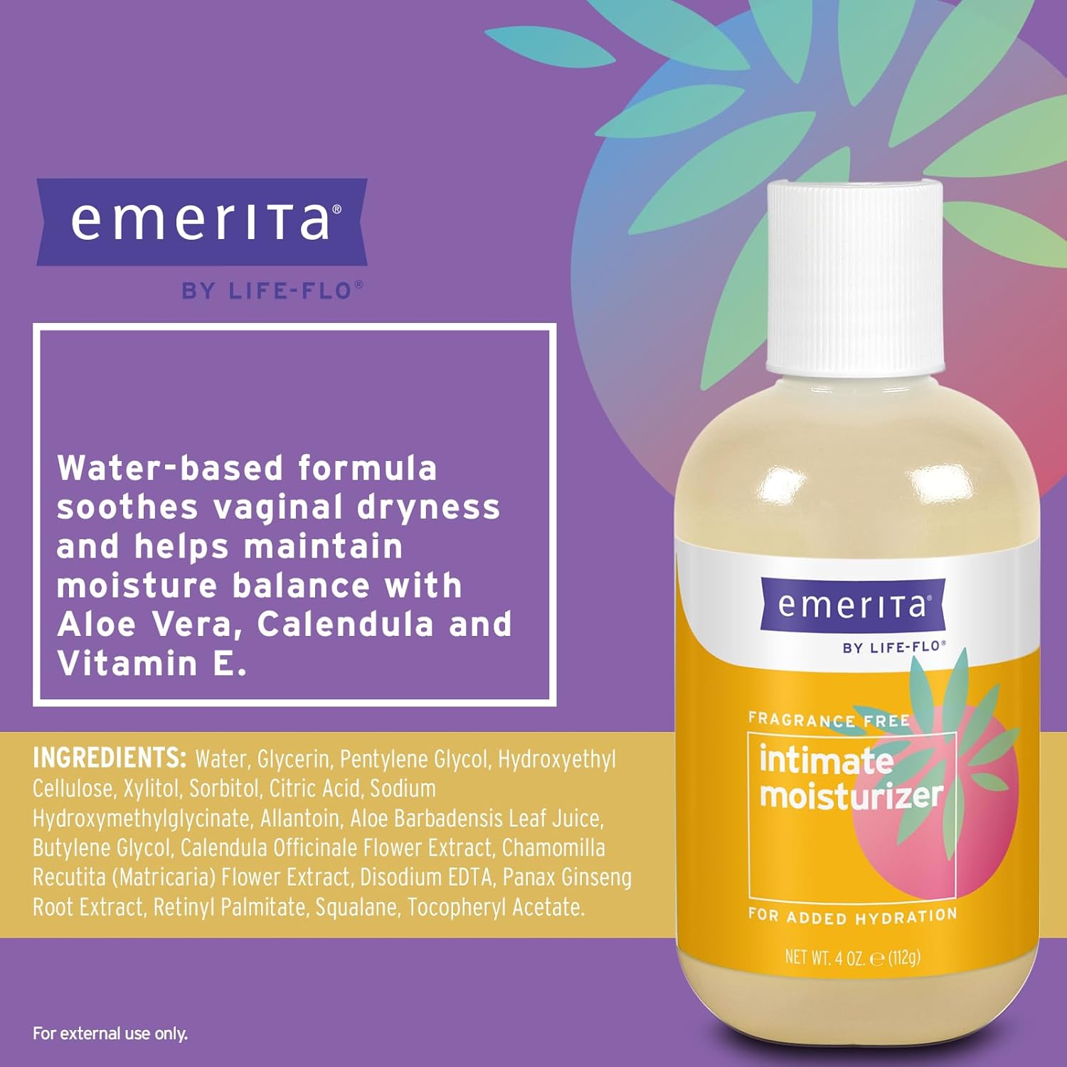 Emerita Intimate Moisturizer - Personal Care for Vaginal Dryness, Vulva Balm, Water Based Cream with Aloe Vera Gel for Vaginal Moisture and Comfort, Estrogen and Paraben Free - 4 fl oz - Image 3
