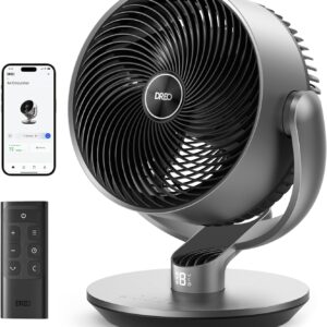 Dreo 16 Inch 25dB Quiet Smart Fans for Bedroom, DC Room Fan with Remote, 120°+120° Oscillating Fan, 6 Modes, 9 Speeds, 12H Timer,Works Alexa/Google/WiFi/Voice Control, Silver, Oversize (DR-HAF004S)
