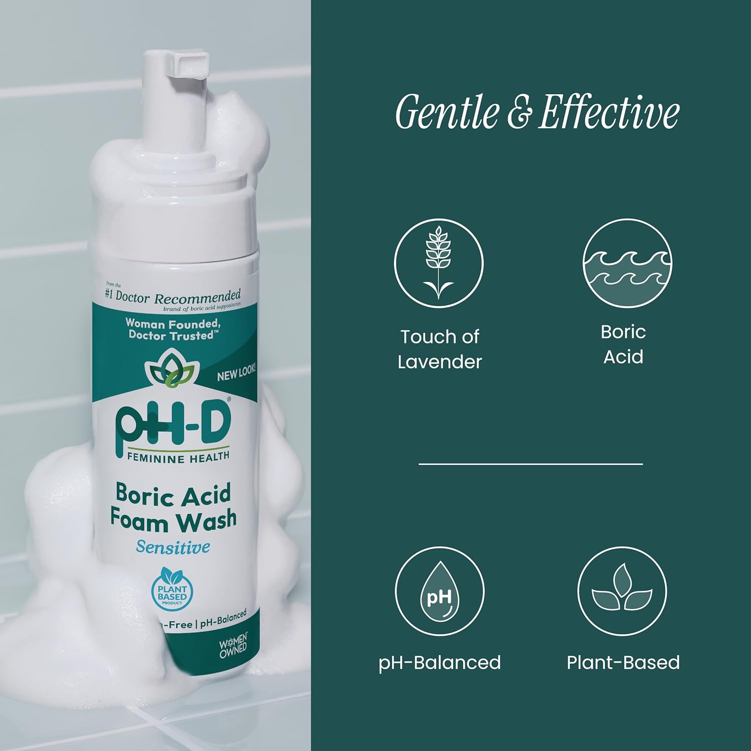 pH-D Feminine Health - Boric Acid Foam Wash - pH-Balanced, Paraben-Free, and Plant-based (Sensitive, 6 Fl Oz (Pack of 1)) - Image 3