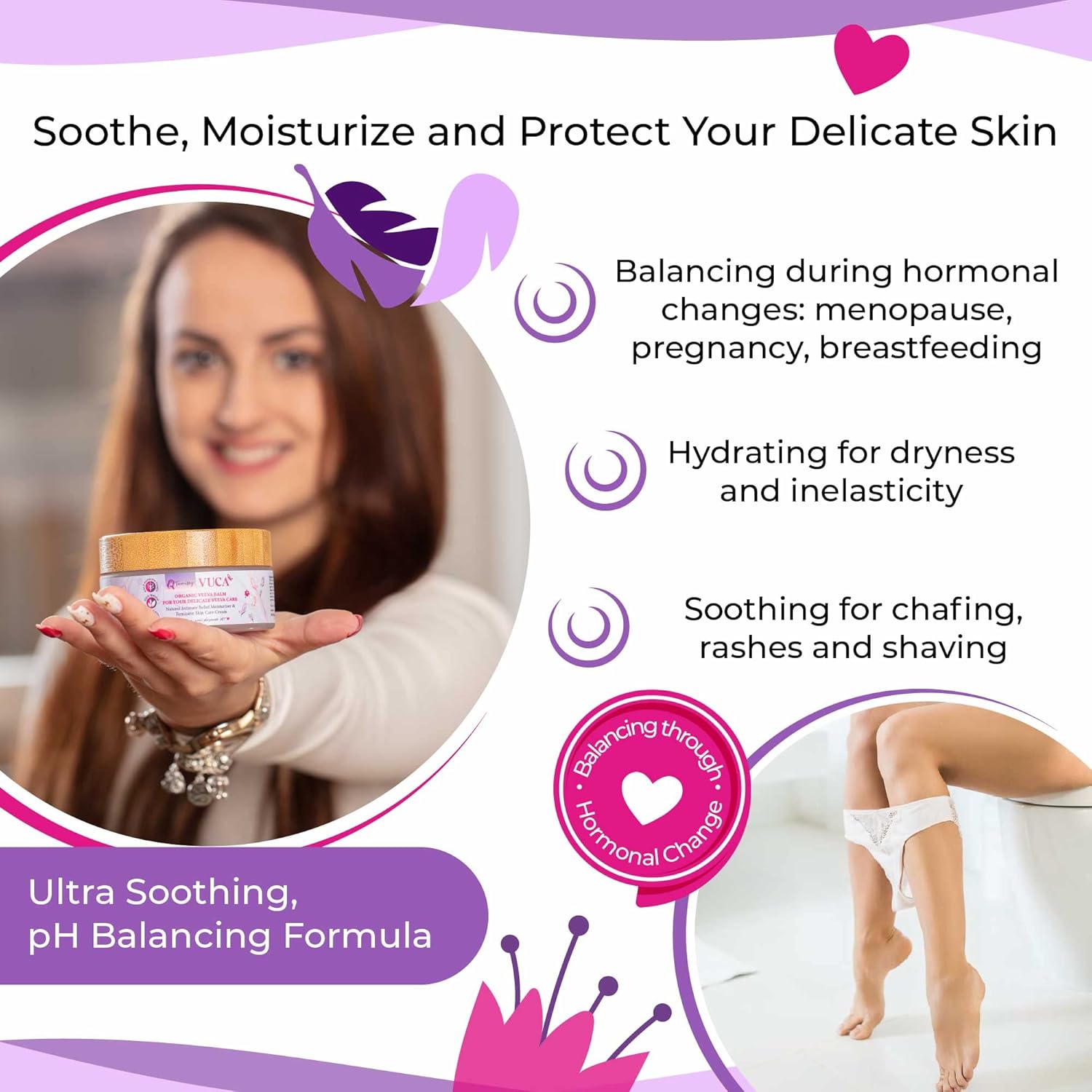 Vulva Balm (2 oz); Vulva Cream; Intimate Vulva Moisturizer for Women, Feminine Relief Care Balm + Heat Patches for Menstrual Cramps based on Flow Strength, 10 Period Patches for Weak & Normal Flow - Image 4