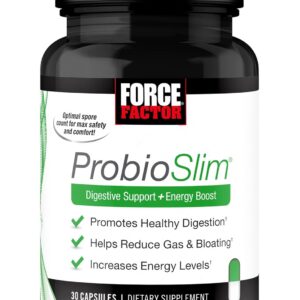 Force Factor ProbioSlim Probiotics for Women and Men, Probiotics for Digestive Health to Reduce Bloating, Gas, & Occasional Diarrhea, with Prebiotics, LactoSpore, & Green Tea for Energy, 30 Capsules