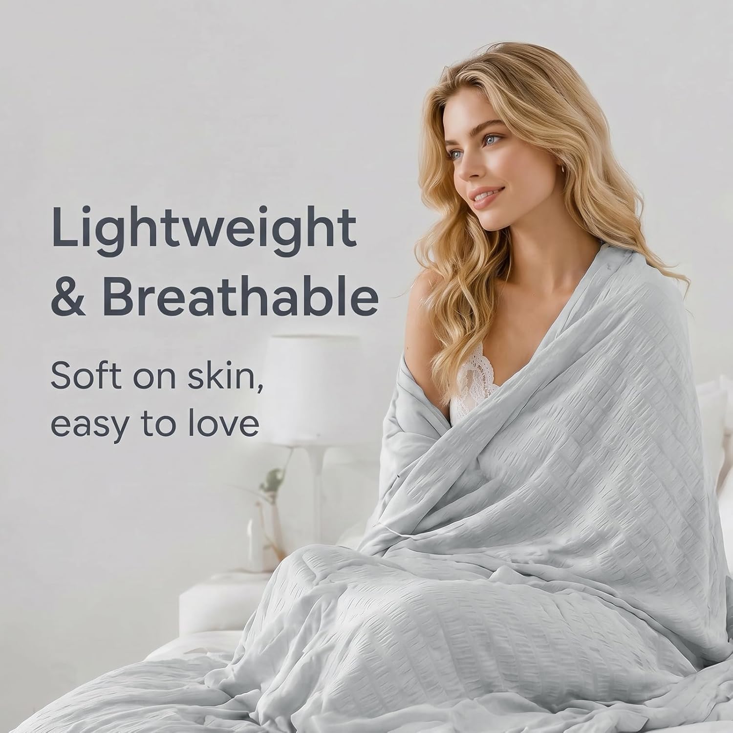 Cooling Comforter Queen Size 90"x90", Dual-Sided Seersucker & Q-Max>0.4 Cooling Blanket, Breathable Fabric for Hot Sleepers Night Sweats Menopause & Sensitive Skin, All Season Pet Friendly, Dark Grey - Image 6
