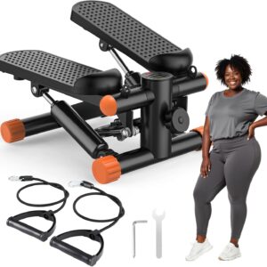 OLIXIS Steppers for Exercise At Home Workout Equipment, Mini Stepper Exercise Machine for Senior Citizens, Twist Stepper with Resistance Bands, Cardio Weight Loss Equipment Home Fitness