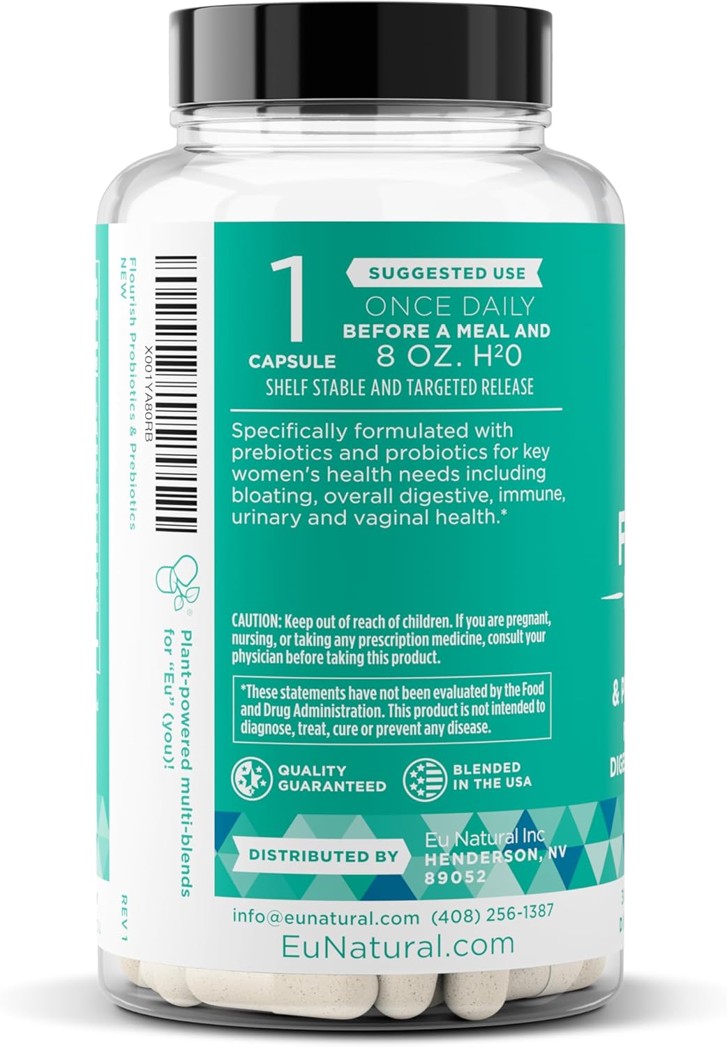 Flourish Probiotics + Prebiotics for Women - Gut and Digestion, Urinary Tract, Reduce Bloating, Vaginal Health - 18 Clinically Proven Strains, 14 Billion CFU - 30 Shelf-Stable Mini Vegan Capsules - Image 9