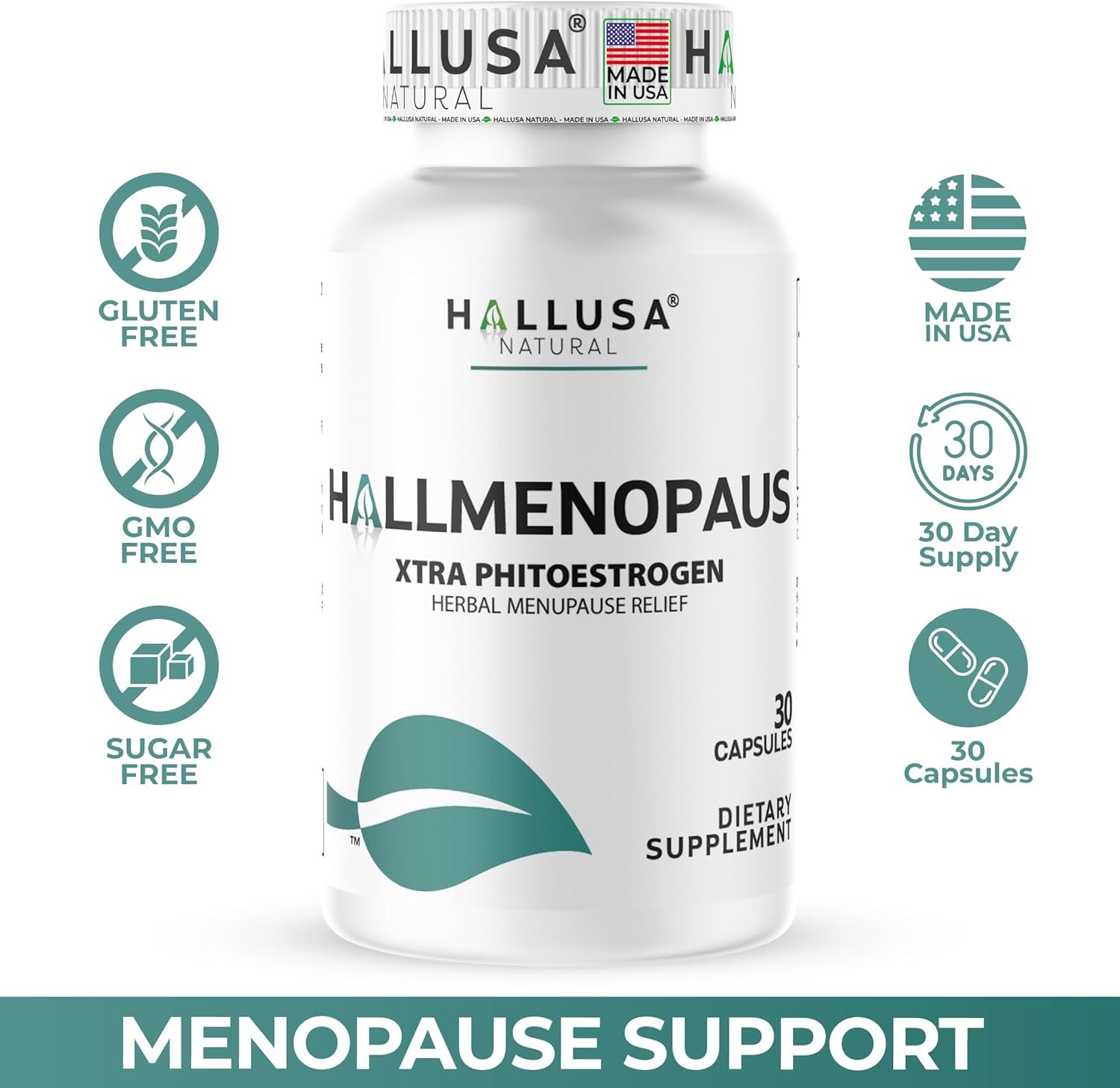 "N/A" Hallmenopaus - Menopause Supplements for Women, 30 Capsules, Hormonal & Estrogen Balance, Mood, Hot Flashes, Night Sweats Support, 40% Soy Isoflavones 200 mg & Ipriflavone 300 mg - Image 5