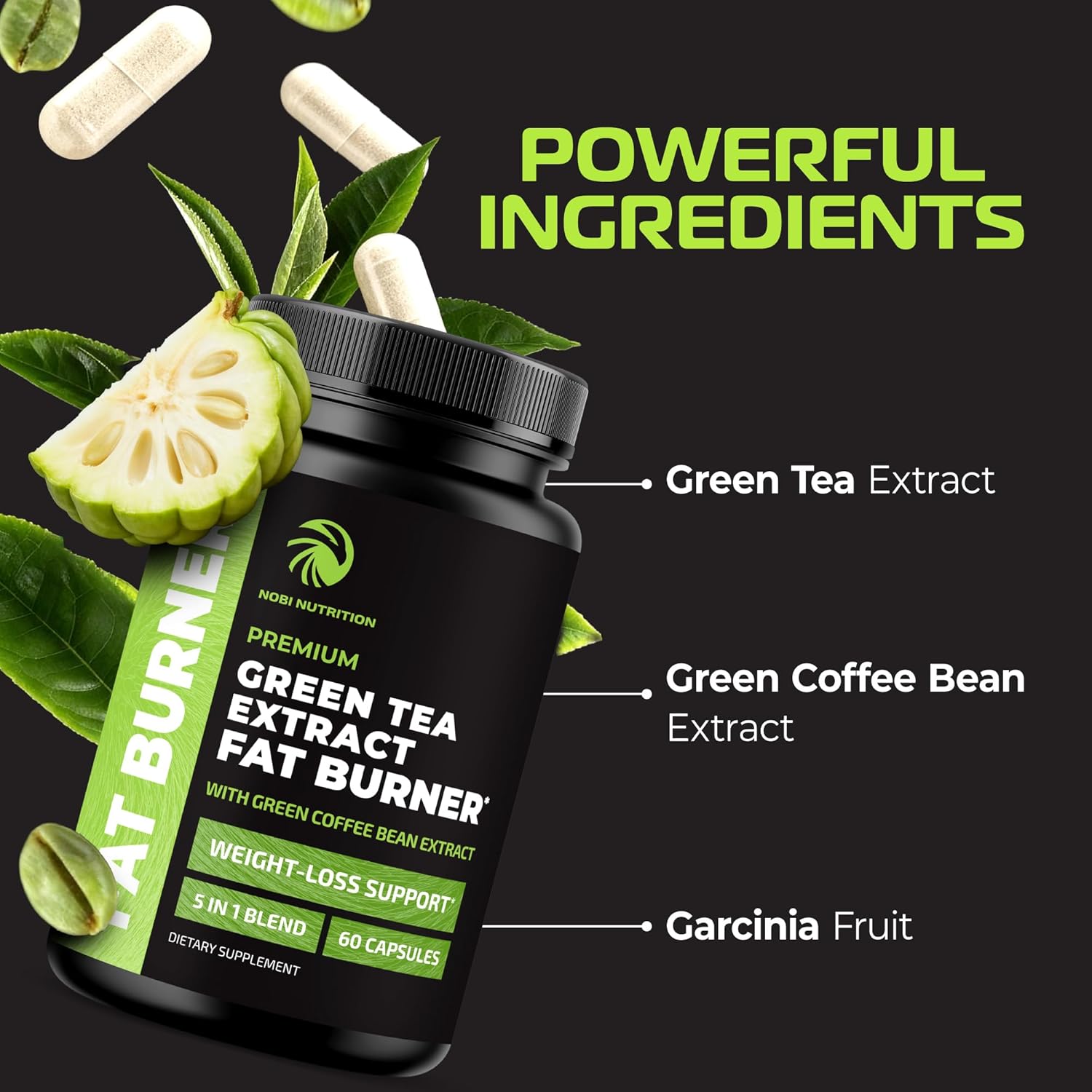 Green Tea Weight Loss Pills for Women & Men | 45% EGCG | Stomach Fat Burner, Metabolism Booster & Appetite Suppressant | Green Tea Fat Burner Diet Pills | Vegan Weight Loss Supplements | 60 Ct - Image 3
