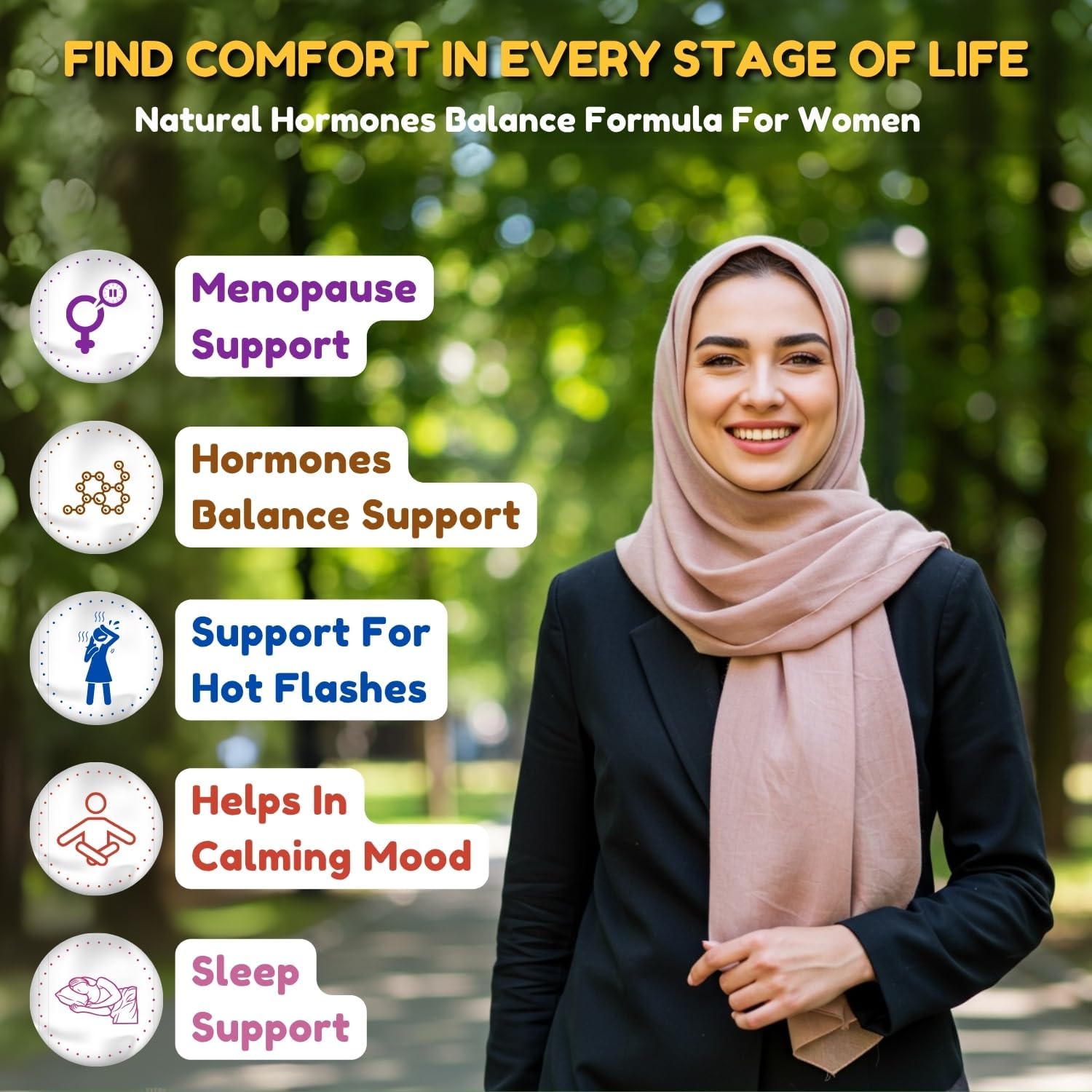 SHIFAA NUTRITION Hormones Balance & Menopause Supplements for Women, Menopause Relief - Support for Hot Flashes, Mood Swings w/Black Cohosh & Red Clover Halal Vitamins, 30 Servings - Image 3