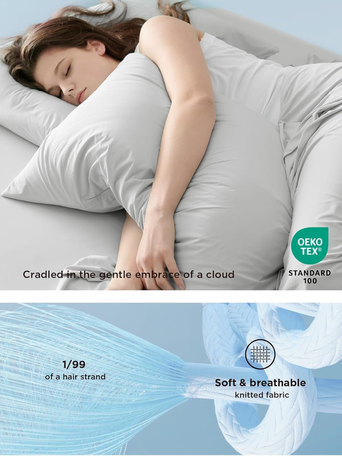 Bedsure Cooling Sheets King Size, Cooling Bed Sheets for Hot Sleepers, Chill Cool Sheet, Deep Pocket Up to 18 Inches, Soft & Breathable King Size Sheets Set, 4 Pieces, Grey - Image 4