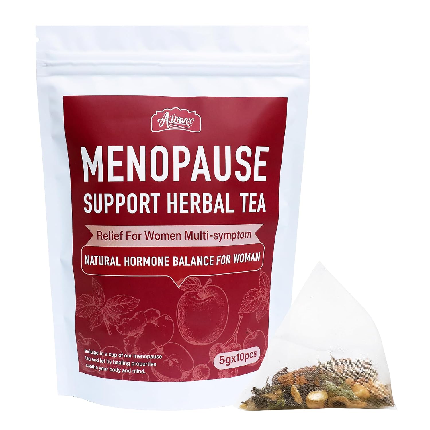 Auranic Menopause Support Herbal Tea - Natural Hormone Balance for Women, Relief for Women Multi-Symptom with Alleviates Hot Flashes, Night Sweats & Mood Swings, Menopause Comfort Teabags