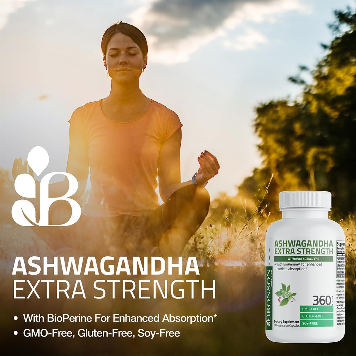Bronson Ashwagandha Extra Strength Stress & Mood Support with BioPerine - Non GMO Formula, 120 Vegetarian Capsules - Image 3