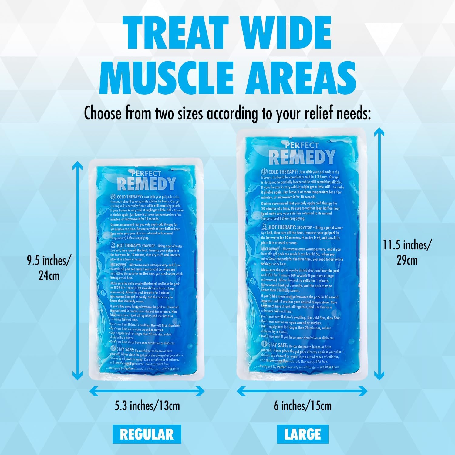 Perfect Remedy 2-Pack Gel Ice Packs for Injuries - Reusable, Soft & Flexible Hot & Cold Compress, Soothing Aid for Sprains, Strains, Soreness conditions, Alternative to Hot Water Bottles (Blue, Large) - Image 6