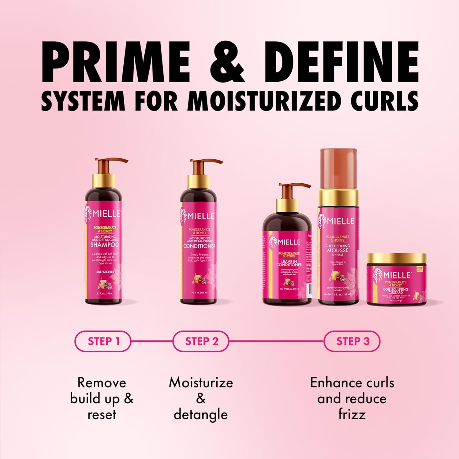 Mielle Organics Pomegranate & Honey Detangling & Moisturizing Shampoo - Curly Hair Shampoo for Women - Enriched with Honey & Babassu Oil to Lift Dirt, Loosen Tangles & Retain Moisture (12 Fl Oz) - Image 2