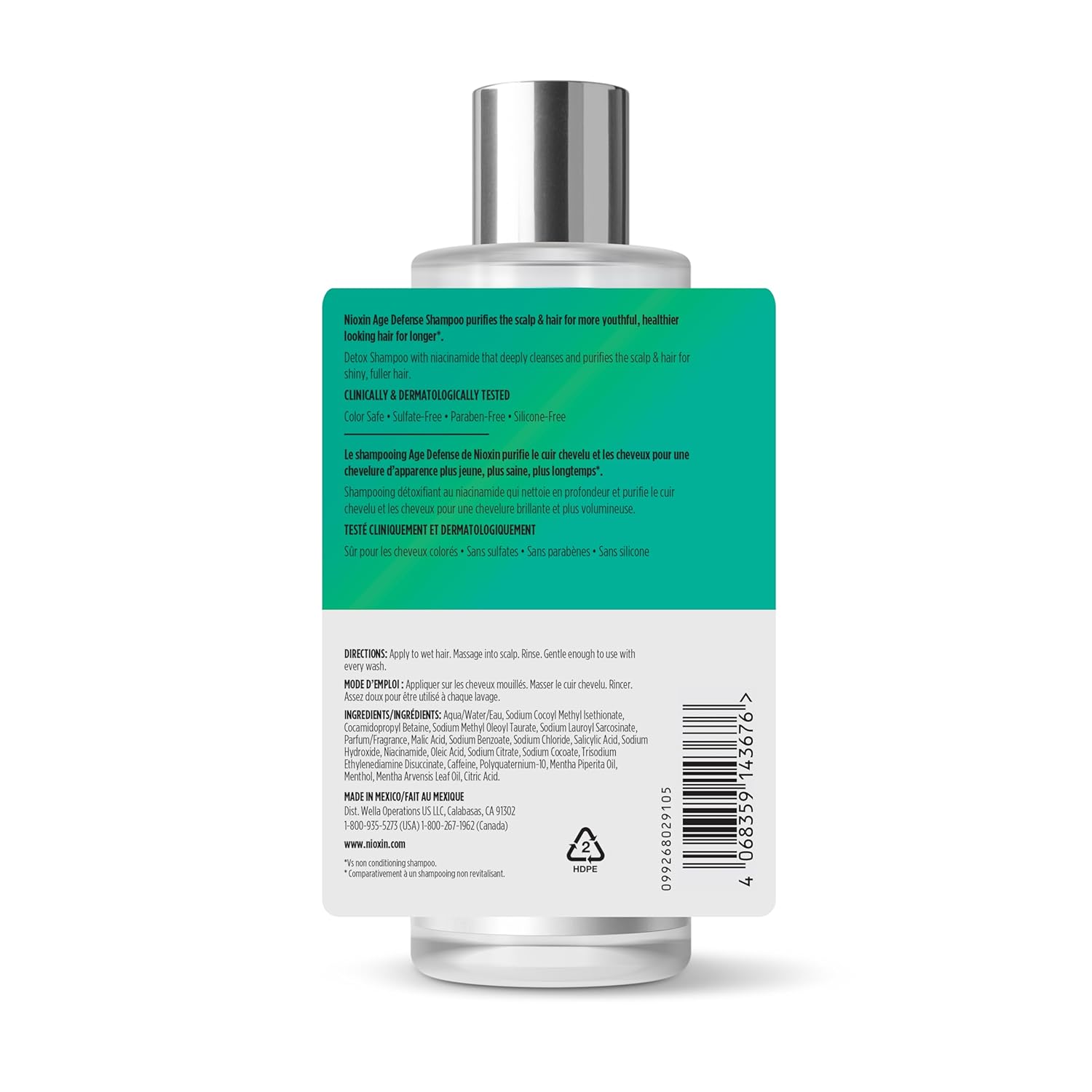 Nioxin Age Defense Shampoo for Aging Hair | Detox Scalp Cleanser with Niacinamide | Deeply Cleanses & Purifies Scalp & Hair | Paraben, Sulfate & Silicone-Free | Daily Use - Image 2