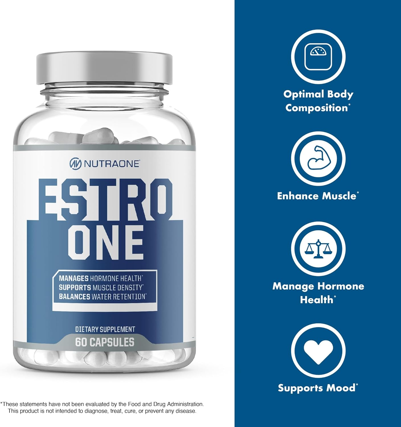 NutraOne EstroOne Hormone Support for Men Natural Strength, Mood, and Drive Support* (60 Capsules) - Image 6