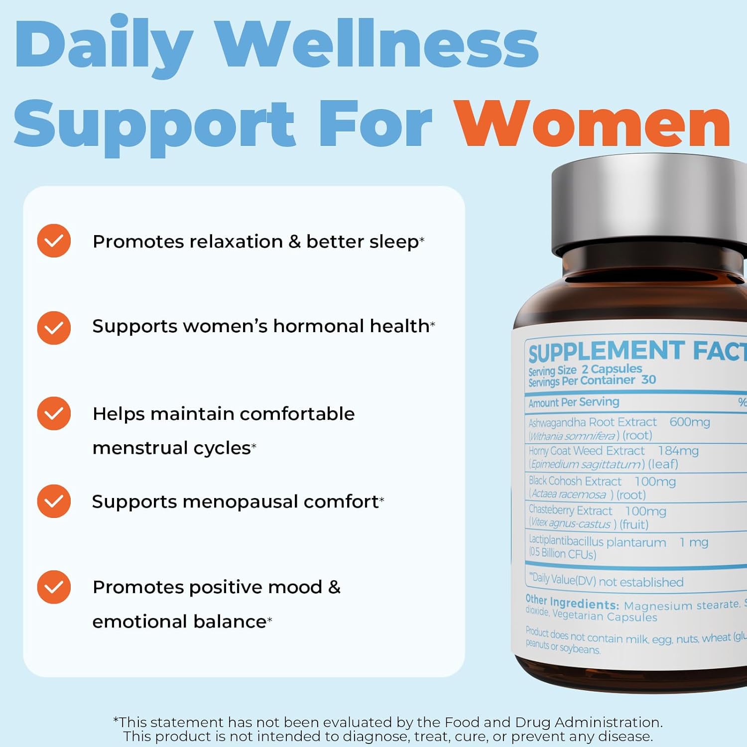 BELLECARE Ashwagandha 600mg with Probiotic & Vitex | Cortisol Reducer, Hormone Balance for Women, Menopause Supplement for Stress, Hot Flashes, Night Sweats, Mood & Sleep Support,60 Count - Image 6