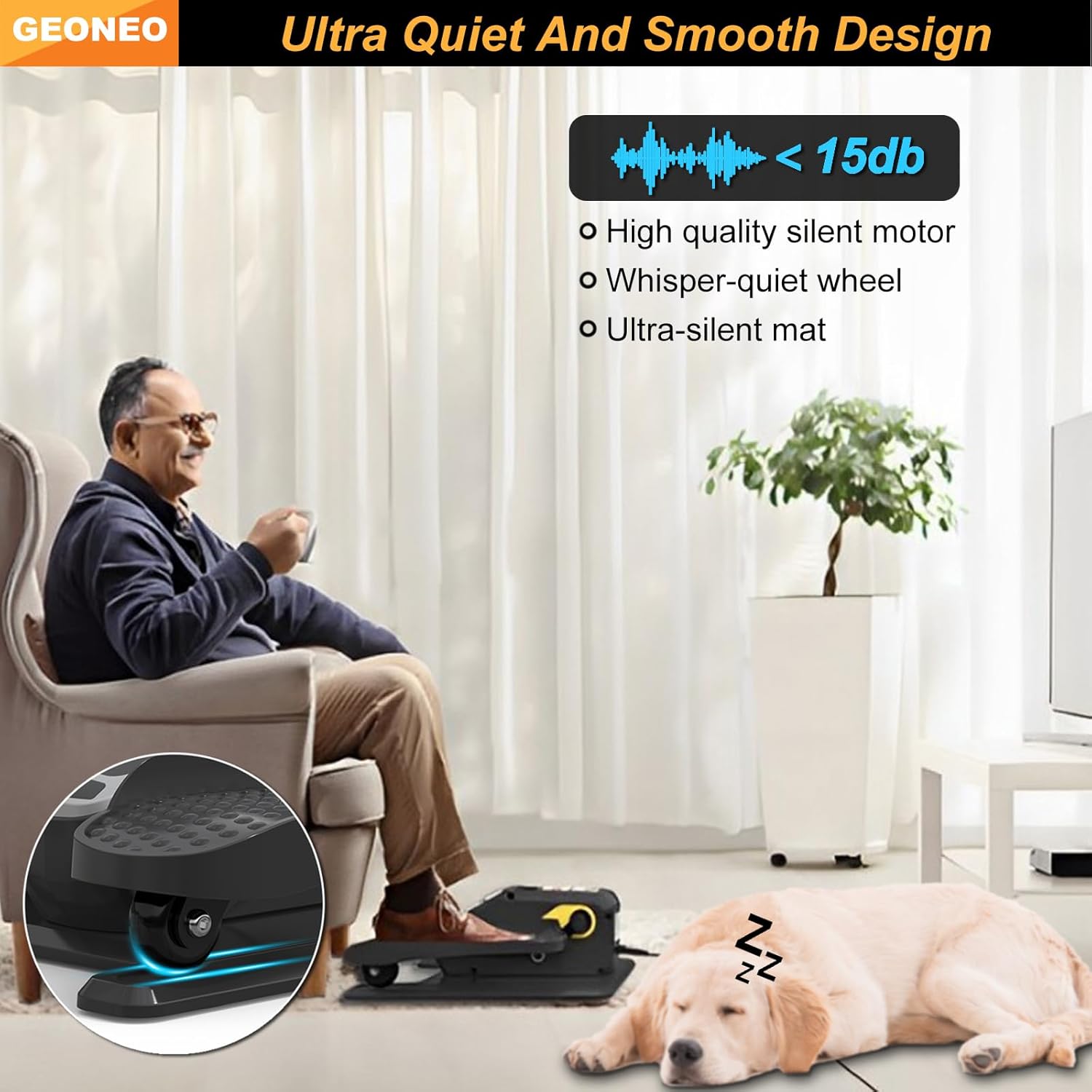 Under Desk Elliptical Machine, Electric Elliptical Exerciser for Senior, Quiet & Small Electric Seated Pedal Exerciser for Home with Display Monitor, Remote Control & 12 Adjustable Speeds - Image 4