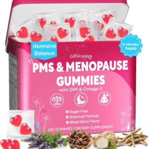 Menopause Supplements for Women, Hormone Balance & PMS Relief Gummies, with DIM, Vitamin B6, Chasteberry & Black Cohosh, Hormone Harmony Supports Hot Flashes | Night Sweats | Mood* Swings, 120 Gummies