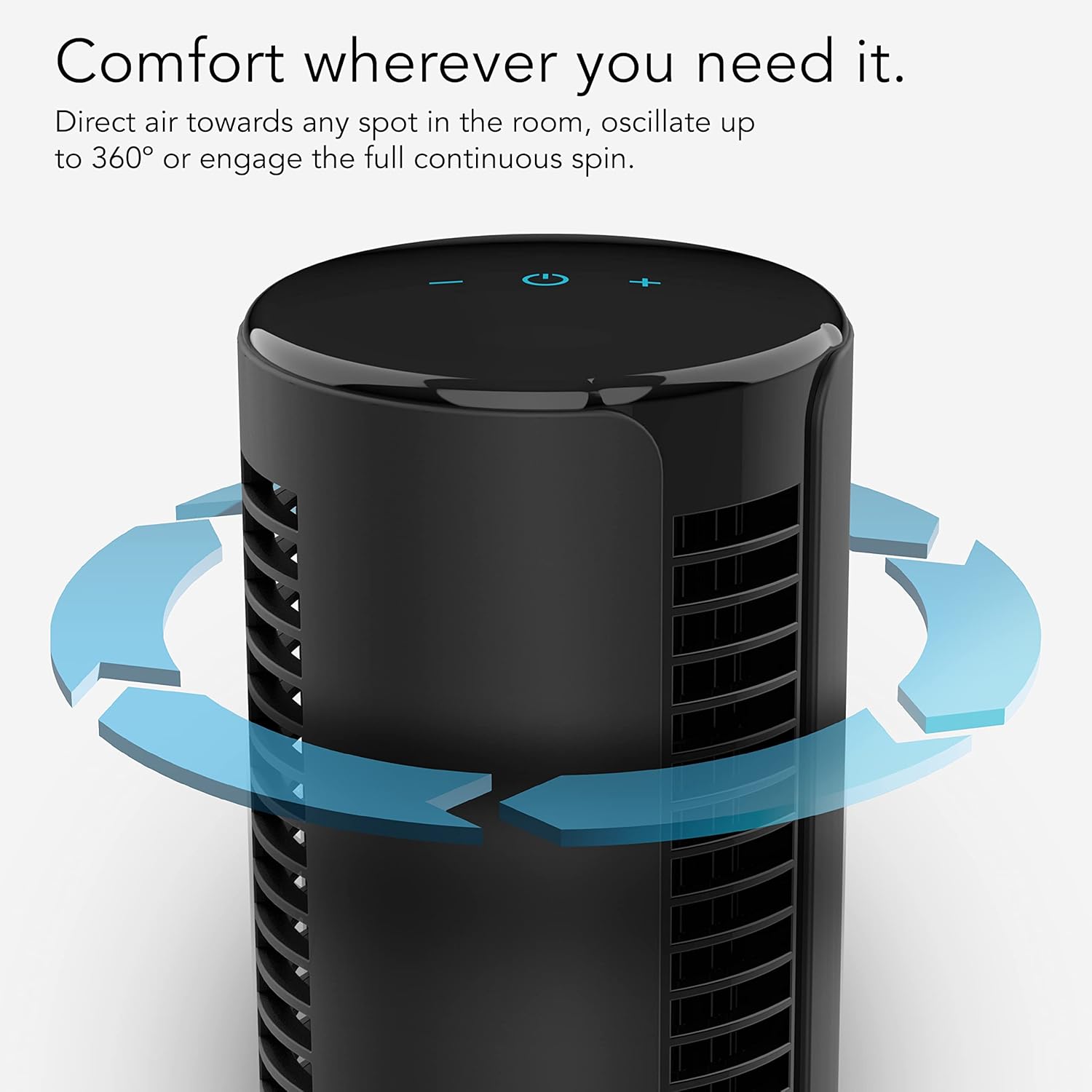 Vornado ATOM 2 AE Compact Oscillating Tower Fan with Alexa Voice Control, 90 to 360-Degree Oscillation, Hands-Free Operation, 16" Tall, Powerful Cooling, Quiet Operation, Fan for Bedroom and Home - Image 3