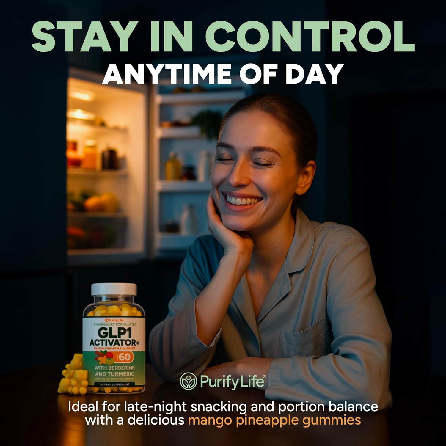 GLP-1 Support Gummies – Sugar-Free Appetite & Craving Control Supplement with Berberine, Cinnamon, Turmeric, Garcinia & Raspberry Ketones – Digestion, Weight Loss, Carb Blocker, Vegan, Keto - Image 3