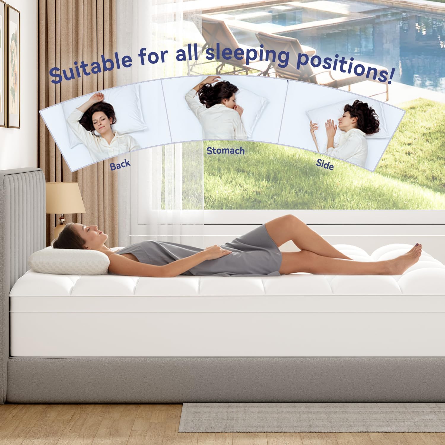 ELEMUSE Queen Mattress Topper for Back Pain, Extra Thick Mattress Pad Cover, Plush Soft Pillowtop with Elastic Deep Pocket, Overfilled Down Alternative Filling - Image 5