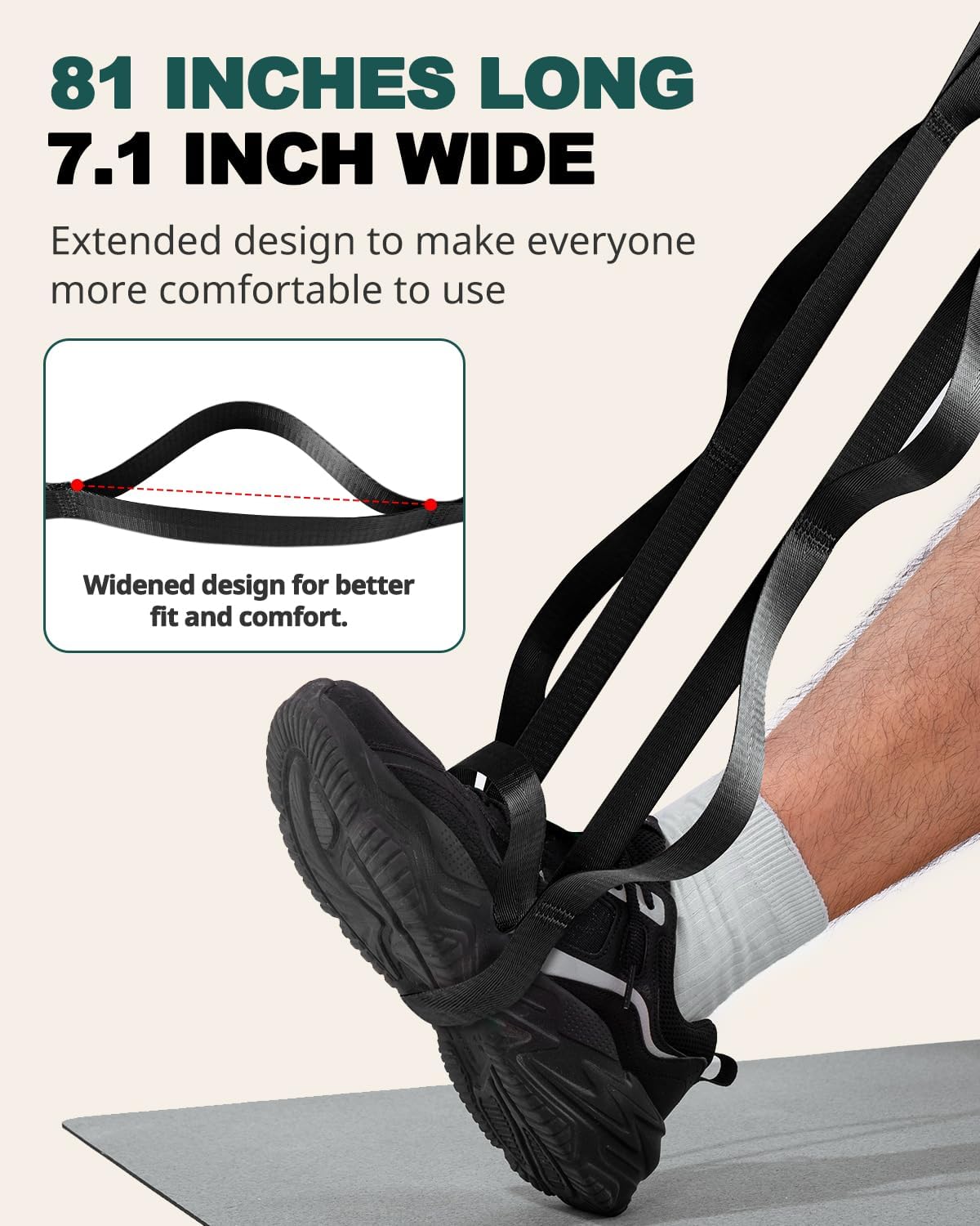 Trideer Non-Elastic Stretching Strap with Loops for Physical Therapy & Rehab, Knee Hip Leg ROM Post-Surgery, Yoga Strap for Stretching, Leg Lifter Strap Mobility Aid, Hamstring Calf Back - Image 6