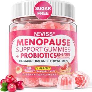 Menopause Gummies Supplement for Women w/ Red Clover, Black Cohosh for Hot Flashes, Menopause Support Vitamins + Ashwagandha Probiotics, Over 50 Hormone Support Balance Gummies Sugar Free, Vegan 60ct