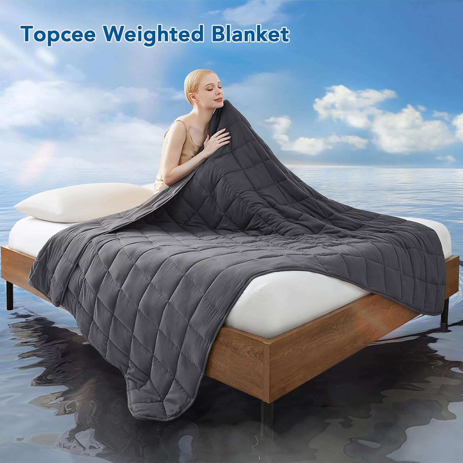 Topcee Weighted Blanket (20lbs 60"x80" Queen Size) for Adult All-Season Summer Fall Winter Cooling Breathable Heavy Microfiber Material with Glass Beads Big Blanket Soft Thick Comfort - Image 2