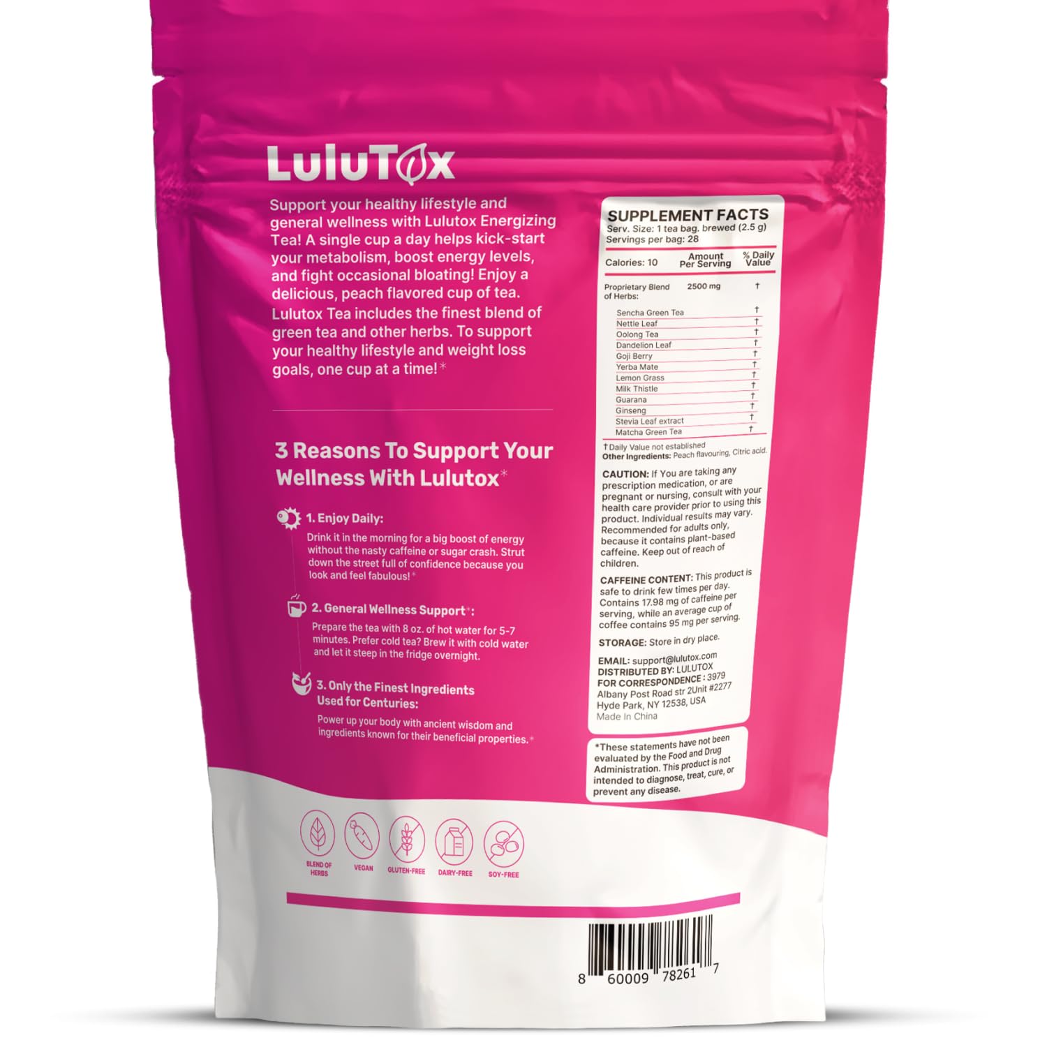 LULUTOX Detox Tea - Herbal Blend with Dandelion, Ginseng, and Ginger - Supports A Healthy Weight, Digestive Health - Vegan, All Natural, Laxative-Free - Peach Flavor (28 Servings) - Image 2