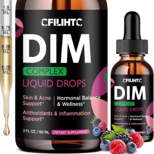 DIM Liquid Drops Supplement Women – Hormone Harmony for Women & Acne Supplements with Multivitamins, Inositol, Sulforaphane - Hormone Balance, Clear Skin & Mood Support, Mixed Berry Flavor 2 Fl Oz