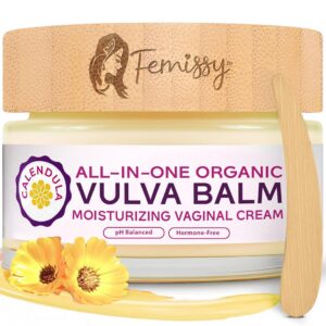 Vulva Balm (Calendula w/o Mint, 2oz) – All-in-One Organic Vaginal Moisturizer Cream with 11 Botanicals – Menopause & Incontinence Care Cream for Intimate Skin – Soothes Redness, Dryness & Irritation