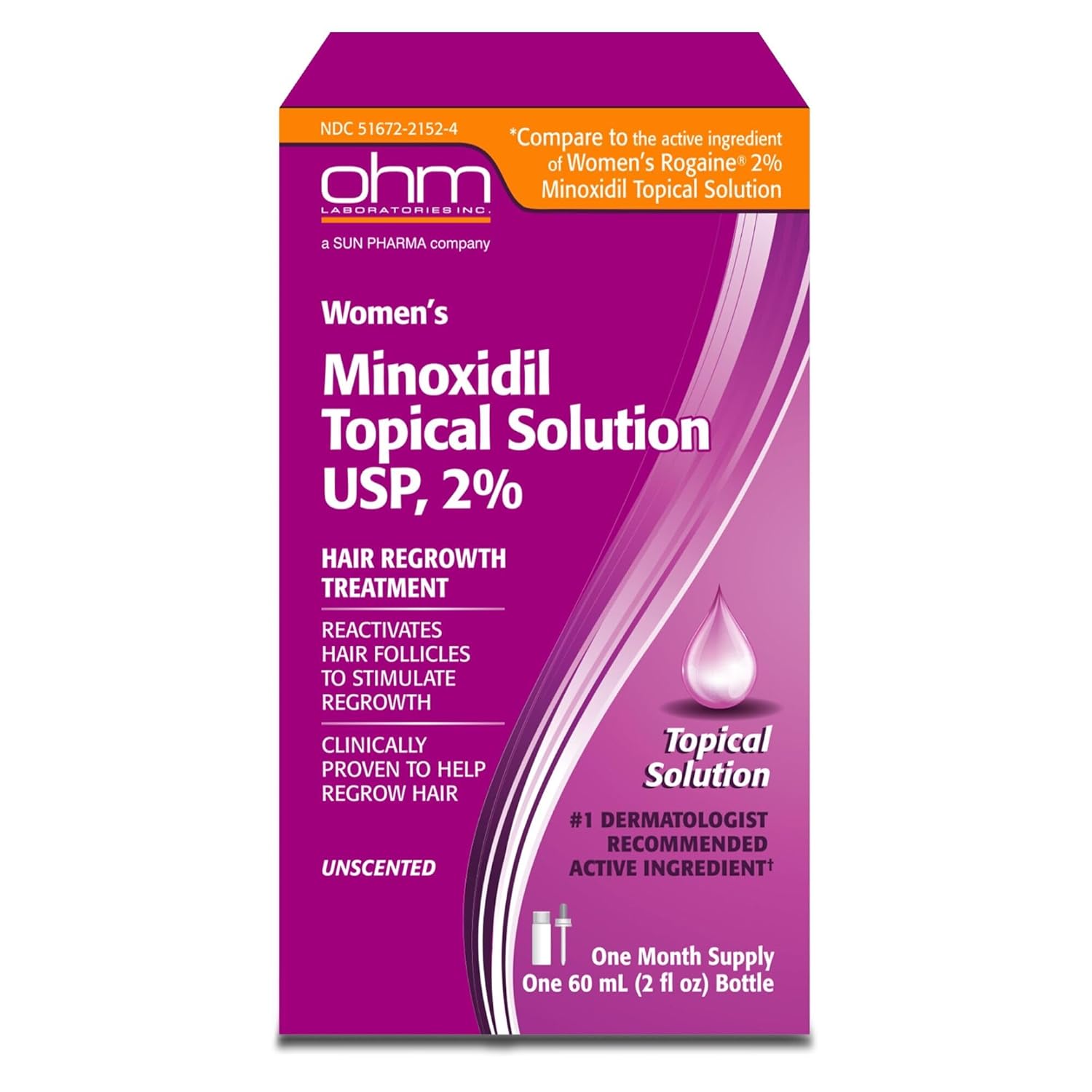 Minoxidil Women's 2% Solution Tincture Bottle, Clinically Proven To Regrow Hair, Topical Solution 2%, Hair Thinning Treatment (2 Fl Oz (Pack of 1))