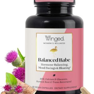 Winged Wellness Balanced Babe – Hormone Balance Supplement for Women (DIM, Milk Thistle) for PMS, Acne & Mood Support – 60 Capsules