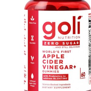 Goli Zero Sugar Apple Cider Vinegar Gummies - ACV with Vitamin B12 and Probiotics - No Sugar Alcohols - Vegan, Keto-Friendly, Gluten-Free