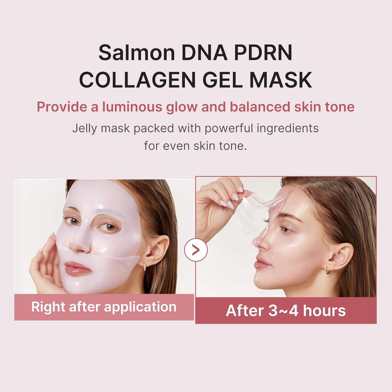 medicube Pink Glass Glow Skin Trio: Salmon DNA PDRN pink collagen jelly gel mask (4ea) and PDRN Peptide Serum, glow serum and Collagen Jelly Cream 50ml - Image 6