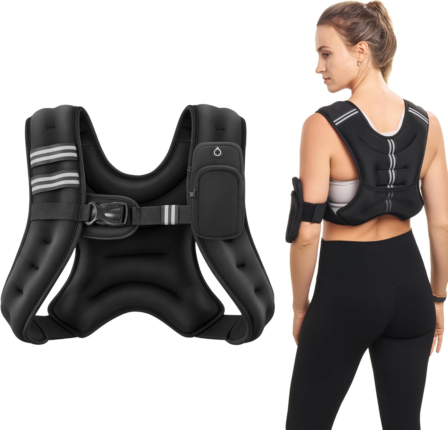 ZELUS Weighted Vest, 6lb/8lb/12lb/16lb/20lb/25lb/30lb Weight Vest with Reflective Stripe for Workout, Strength Training, Running, Fitness, Muscle Building, Weight Loss, Weightlifting - Image 9