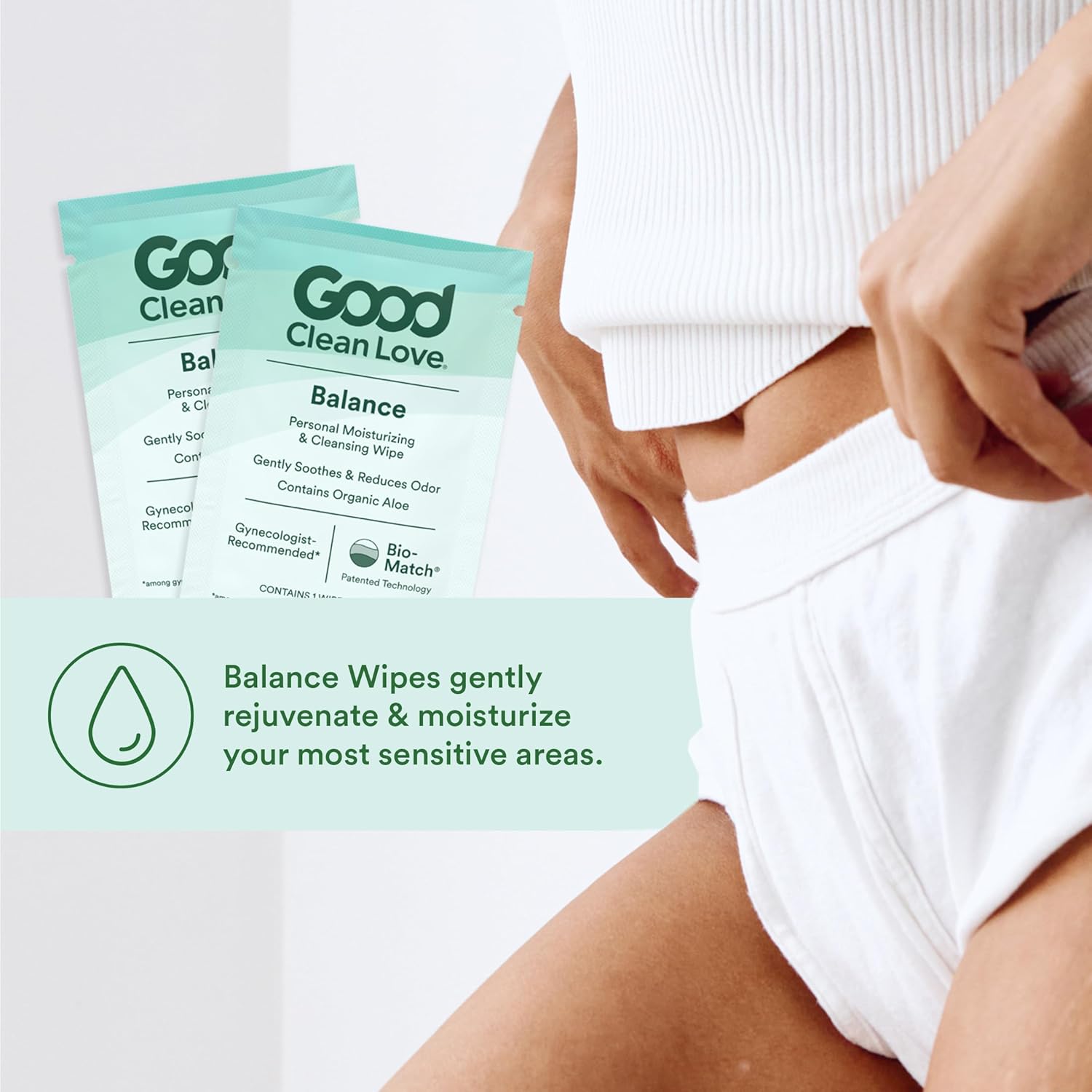Good Clean Love Balance pH-Balanced Feminine Wipes, Supports Vaginal Health Naturally & Reduces Odor, Non-Irritating Moisturizing & Cleansing Hygiene Product Made with Organic Aloe, (24 Count) - Image 6