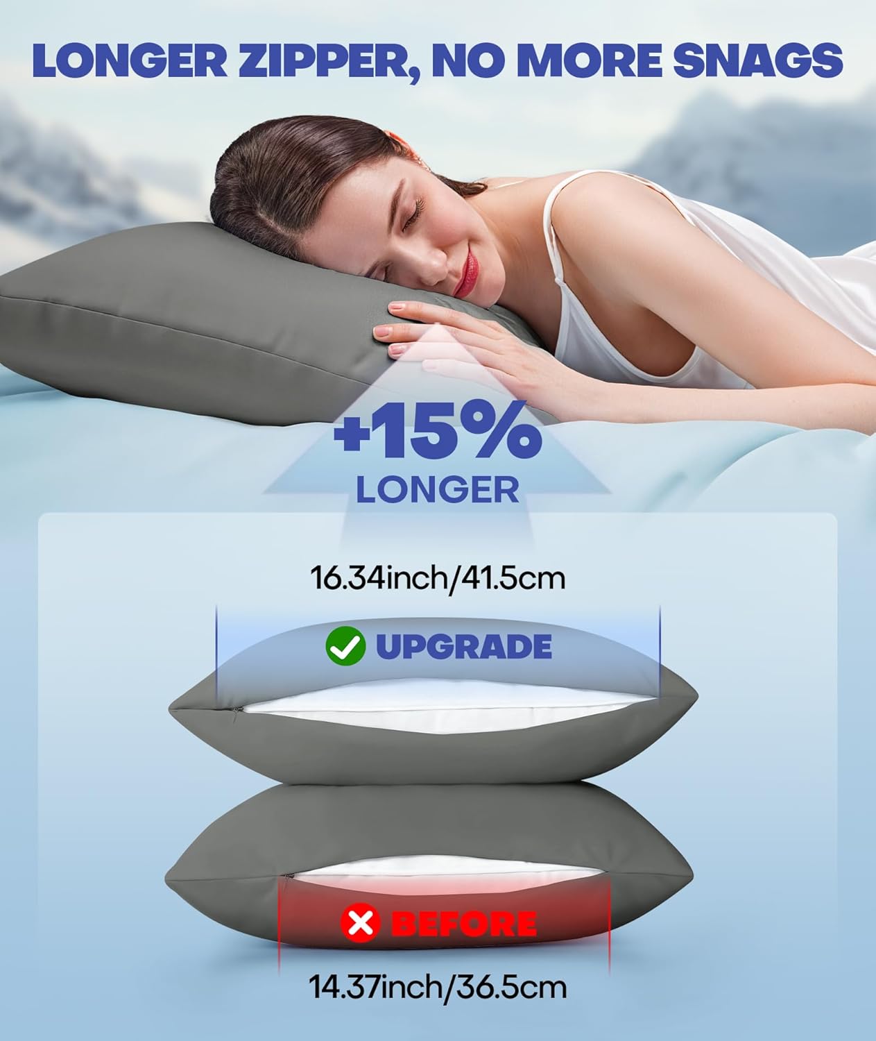 Ice Cooling Pillowcase for Hot Sleepers, Instantly Cool, Stays Cold All Night, Softer Than Silk Pillow Cases, Pillow Covers with Invisible Zipper, Gift for Men & Women - Queen Size, Dark Gray (1 Pack) - Image 5