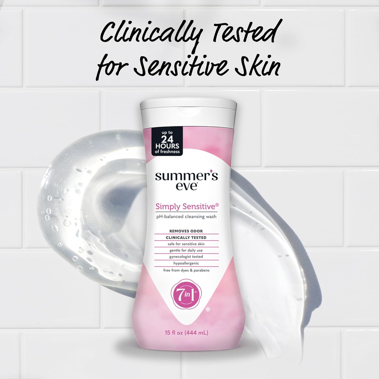 Summer’s Eve Simply Sensitive All-Over Daily Feminine Wash, Gentle pH-Balanced Body Wash for Women, Feminine Care to Remove Vaginal Odor, Gynecologist Tested, 15 Fl Oz, Pack of 3 - Image 5