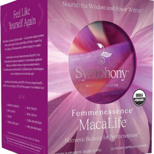 Femmenessence® MacaLife® – Clinically Proven Perimenopausal Organic Vegan Supplement for Natural Hormone Balance, Symptom Relief, Heart & Mood Support (120 Capsules, 60 Day Supply)