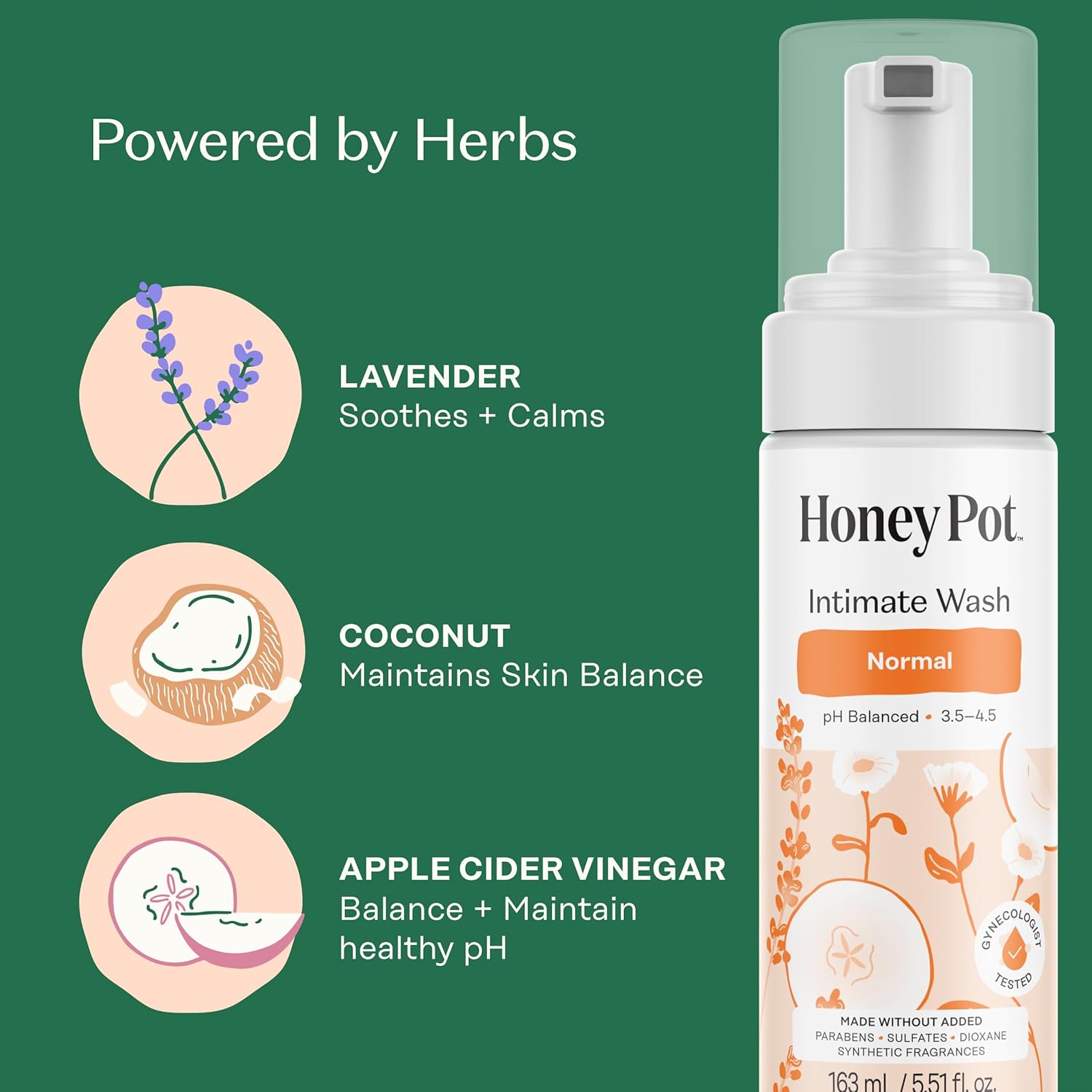 The Honey Pot Company - Feminine Wash - Herbal Infused - Sensitive Skin Types - PH Balanced Plant Based Hygiene Products - Normal - 5.51 Fluid Oz. - Image 3