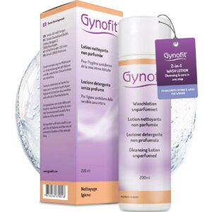 Gynofit Cleansing Lotion (unperfumed) – Ensures balanced pH value for Vaginal Health – Protects the Vaginal Skin from drying out & prevents irritation – suitable for long-term, daily use (6.76 Fl Oz)